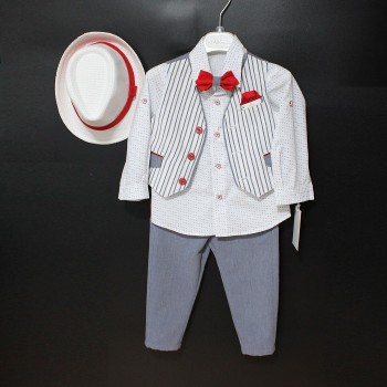 ΚΟΣΤΟΥΜΙ ΣΕ ΓΚΡΙ-ΚΟΚΚΙΝΟ ΧΡΩΜΑ