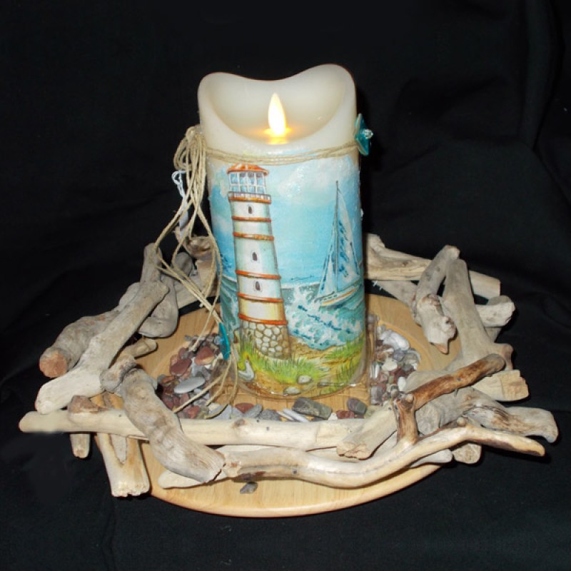 ΚΕΡΙ-LED ΜΕ ΒΑΣΗ ΑΠΟ ΘΑΛΑΣΣΟΞΥΛΑ