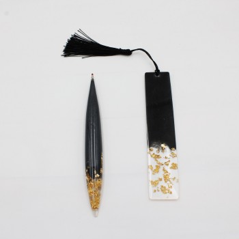 ΣΕΤ ΣΤΥΛΟ ΚΑΙ ΣΕΛΙΔΟΔΕΙΚΤΗ ΜΕ ΦΥΛΛΑ ΧΡΥΣΟΥ